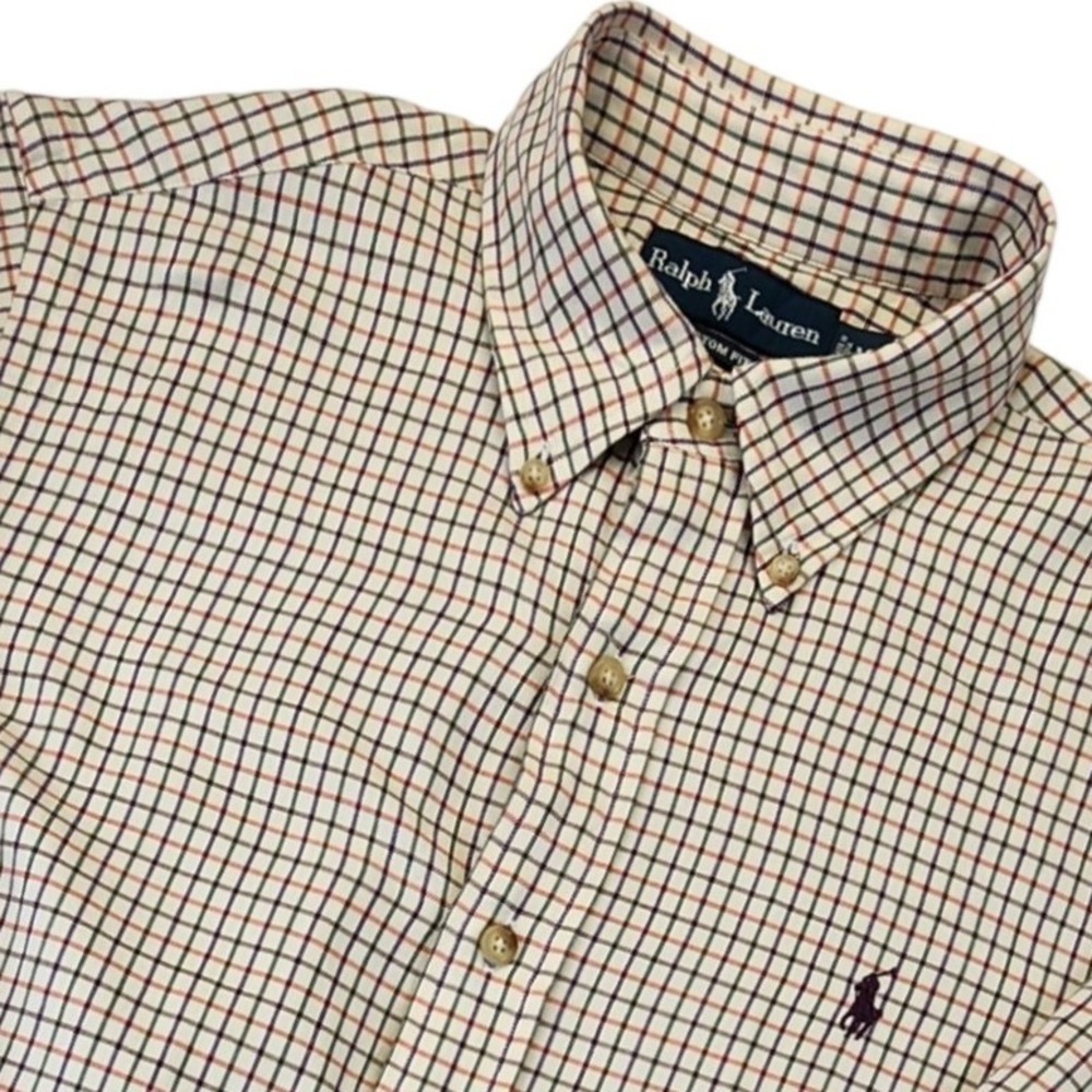 Polo Ralph Lauren Mens Custom Fit Tattersall Check Button Down Shirt Medium